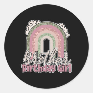 Pegatina Redonda Hermano Del Bithday Rainbow Leopard