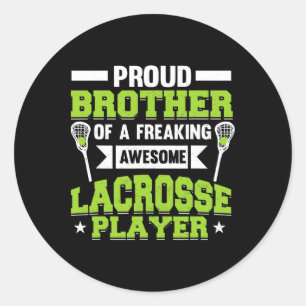 Pegatina Redonda Hermano del jugador de Lacrosse