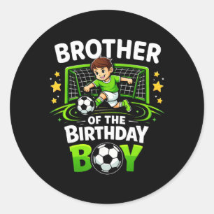 Pegatina Redonda Hermano Del Niño Cumpleañero Fútbol Ll Divertido F