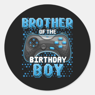 Pegatina Redonda Hermano Del Niño Cumpleañero Juego De Video Coinci
