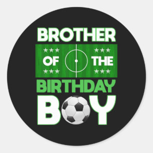 Pegatina Redonda Hermano del niño de cumpleaños Fútbol Cumpleaños C