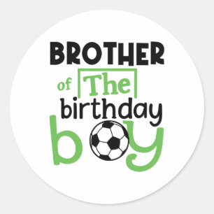 Pegatina Redonda Hermano Fútbol Cumpleaños Chico Fiesta Fútbol Fami
