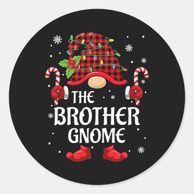 Pegatina Redonda Hermano Gnome Navidades Coincidentes PJS Para Fami (Anverso)