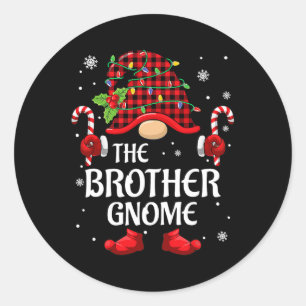 Pegatina Redonda Hermano Gnome Navidades Coincidentes Pjs Para Fami
