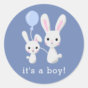 Pegatina Redonda Hermano lindo es un Baby Shower azul de niño