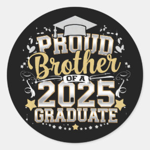 Pegatina Redonda Hermano Orgulloso De Un Graduado De 2025 Graduació