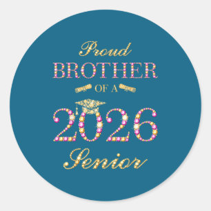 Pegatina Redonda Hermano Orgulloso Graduado Mayor 2026