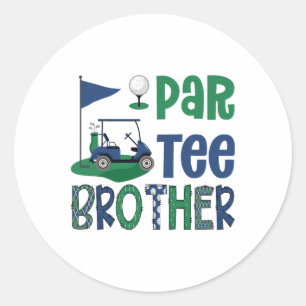 Pegatina Redonda Hermano Par-tee Amante del Golf Cumpleaños Familia