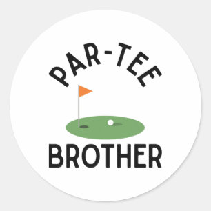 Pegatina Redonda Hermano Par Tee Divertido Cumpleaños De Golf Parti