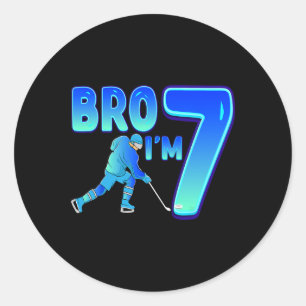 Pegatina Redonda Hermano soy 7 amante del hockey sobre hielo Cumple