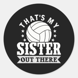 Pegatina Redonda Hermano voleibol, mi hermana voleibol