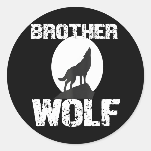 Pegatina Redonda Hermano Wolf Matando familia Tribe Wolves Moon (Anverso)