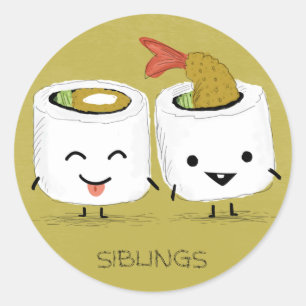 Pegatina Redonda Hermanos Sushi