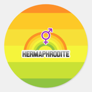PEGATINA REDONDA HERMAPHRODITE RAINBOW