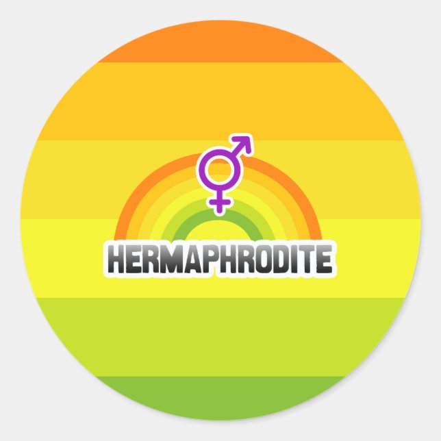 PEGATINA REDONDA HERMAPHRODITE RAINBOW (Anverso)