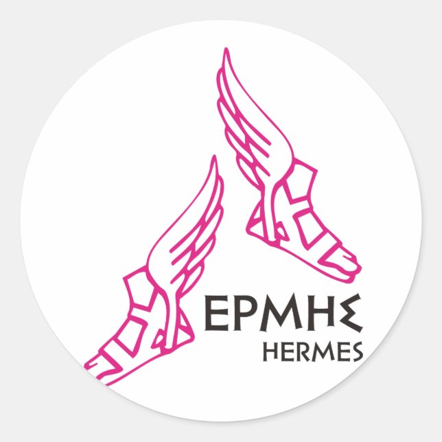 Pegatina Redonda Hermes / Ermis - Uno de los doce dioses griegos (Anverso)
