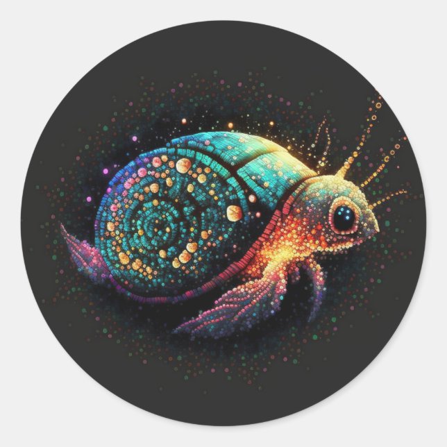 Pegatina Redonda Hermitcrab espacial/Tortuga (Anverso)