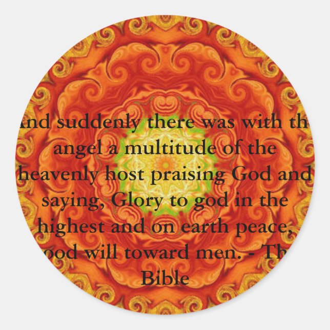 Pegatina Redonda Hermosa cita inspiradora de Ángel Bíblico (Anverso)