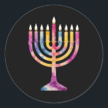 Pegatina Redonda Hermosa cosecha Hanukkah Menorah Feliz Hanukkah<br><div class="desc">Hermosa cosecha Hanukkah Menorah Feliz Hanukkah</div>