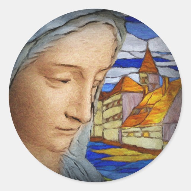 Pegatina Redonda Hermosa dama, con nombre de Marie (Anverso)