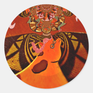 Pegatina Redonda Hermosa e impresionante jirafa ama a los animales 