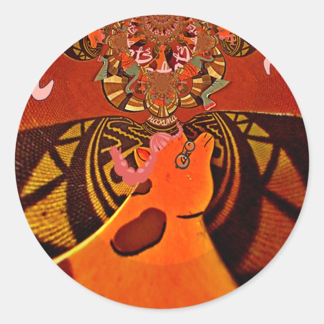 Pegatina Redonda Hermosa e impresionante jirafa ama a los animales  (Anverso)