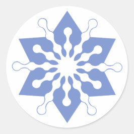 Pegatina Redonda Hermosa Estrella de Navidad Azul Copo de Nieve