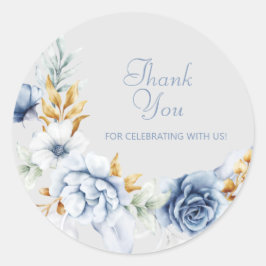 Pegatina Redonda Hermosa Flor acuarela Gracias