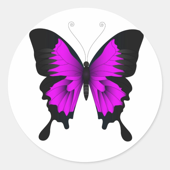 Pegatina Redonda Hermosa ilustración de mariposa clásica de ronda S (Anverso)