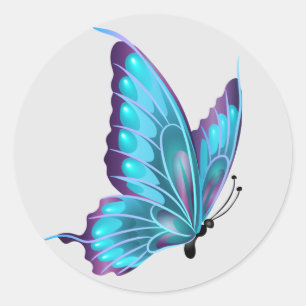 Pegatina Redonda Hermosa ilustración de mariposa Clásica Redonda St