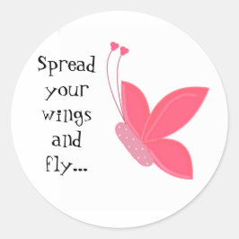 Pegatina Redonda Hermosa Mariposa con Frase
