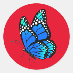 Pegatina Redonda Hermosa mariposa ilustrada