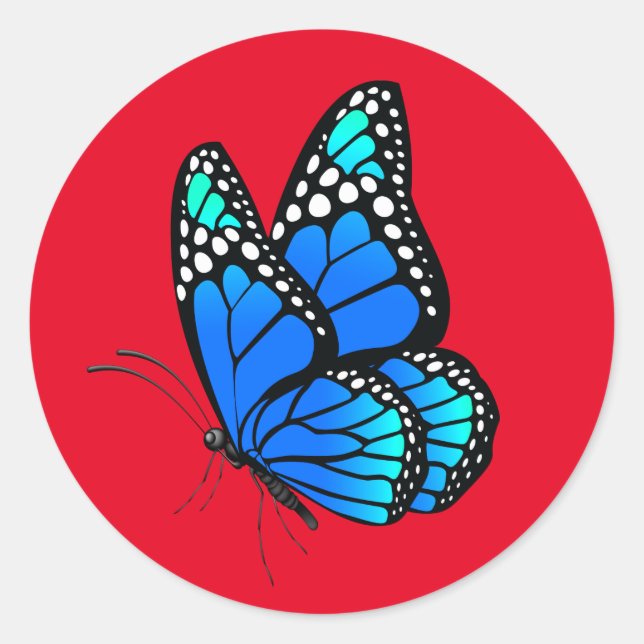 Pegatina Redonda Hermosa mariposa ilustrada (Anverso)