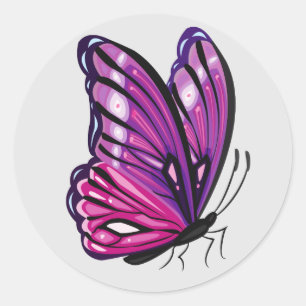 Pegatina Redonda Hermosa mariposa ilustrada