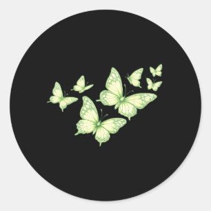 Pegatina Redonda Hermosa Mariposa Mariposa Verde Amantes Mujeres