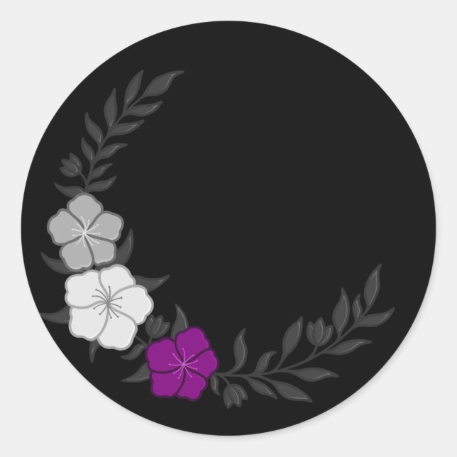 Pegatina Redonda Hermosa media luna de flores asexuales sutiles (Anverso)