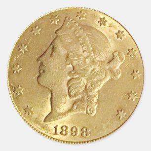 Pegatina Redonda Hermosa moneda de oro