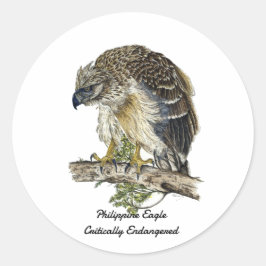 Pegatina Redonda Hermosa obra de arte de águila filipina en peligro
