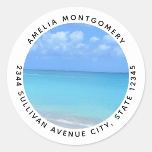 Pegatina Redonda Hermosa playa tropical turquesa - Dirección