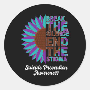Pegatina Redonda Hermosa prevención del suicidio Conciencia Girasol