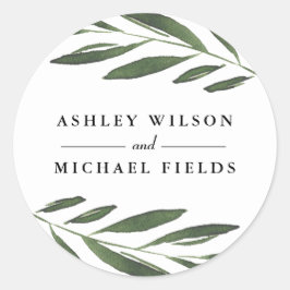 Pegatina Redonda Hermosa vegetación Fern Leaf Modern Wedn Favor