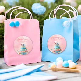 Pegatina Redonda Hermosas mariposas gemelas Baby Shower