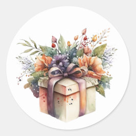 Pegatina Redonda Hermosas Pegatinas de Acuarela