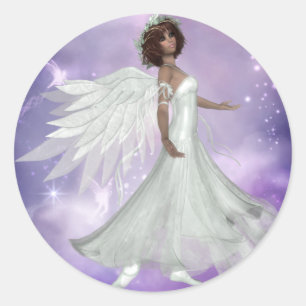 Pegatina Redonda Hermoso Angel Design 3 Pegatinas