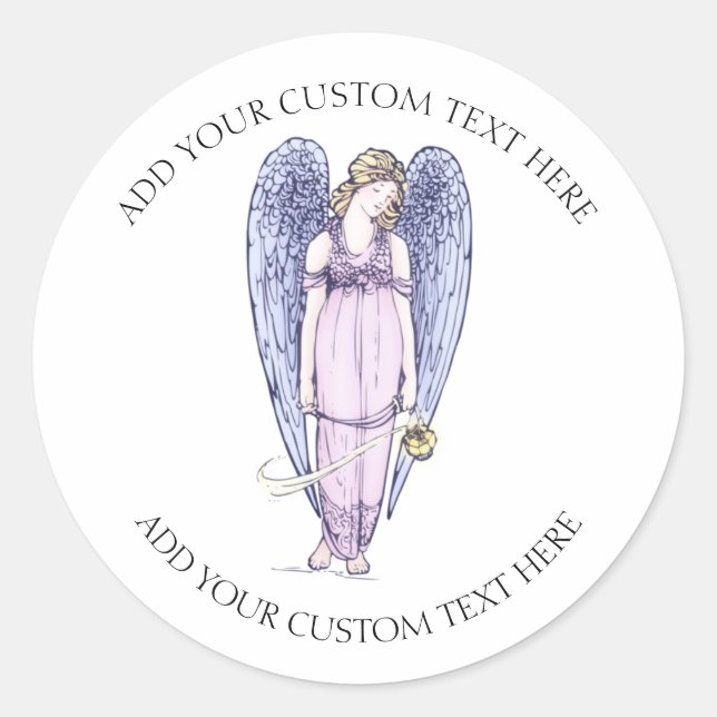 Pegatina Redonda Hermoso Angel Personalizado Textos (Anverso)