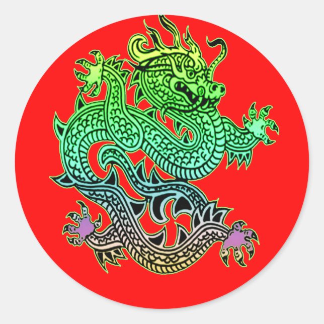 Pegatina Redonda Hermoso año de los regalos del dragón (Anverso)