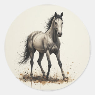 Pegatina Redonda Hermoso arte de caballo animal de Tennessee