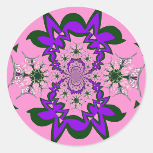 Pegatina Redonda Hermoso arte de motivo de sombra púrpura floral ro