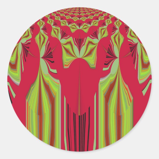 Pegatina Redonda Hermoso arte tribal africano rojo y amarillo (Anverso)