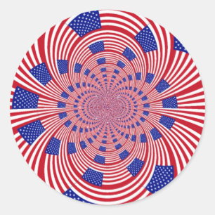Pegatina Redonda Hermoso Asombroso Bandera de Estados Unidos Caleid
